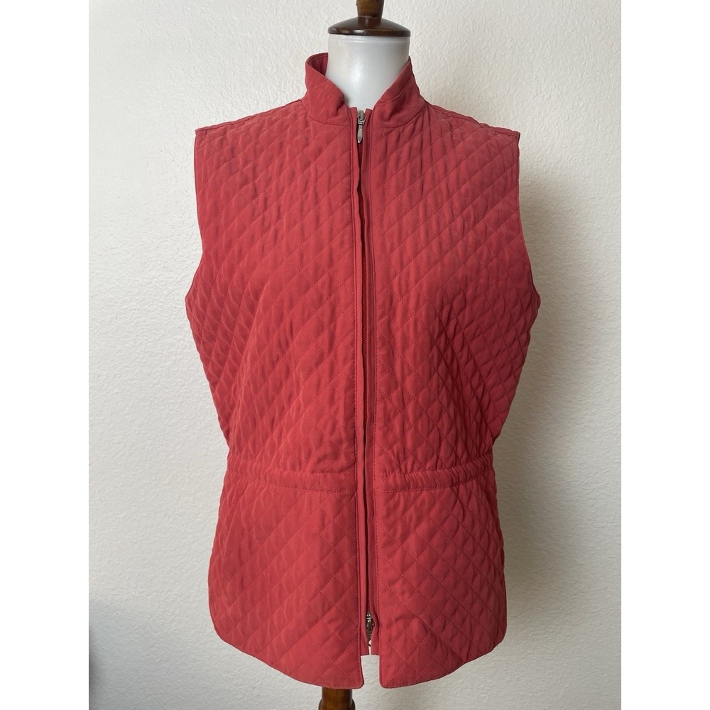 Talbots Vintage Vest Women M Quilted Zip Front High Neck Minimalist Preppy